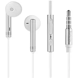 Дротові навушники Hoco M22 Spirited Rhyme with mic, 3.5mm, 1.2m, silver