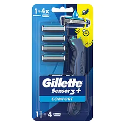 Станок для гоління чоловічий (бритва) Gillette Sensor 3+ з 4 змінними картриджами - мініатюра 2