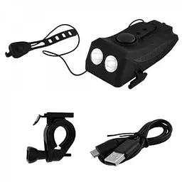 Велосипедний ліхтар фара FY-319 2хL2 + дзвінок + тримач + microUSB + Power Bank (6 режимів дзвінка) - мініатюра 5