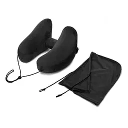Ергономічна комфортна дорожня подушка H-Shape з капюшоном, чорний KT7006233