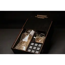 Подарунковий набір Whiskey Stones камені для віскі 9 штук + інструкція + мішечок для зберігання + щипці + 2 склянки та декантер - мініатюра 4