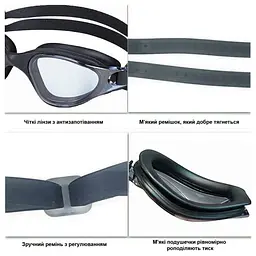 Окуляри для плавання Quest Swimming NE-PL-800-G сірі - мініатюра 2