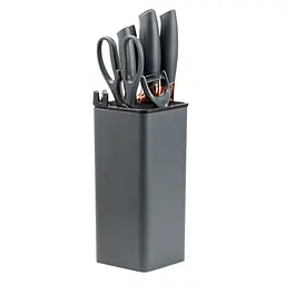Набір кухонних ножів на підставці з точилом 7 предметів, сірий TS Kitchen HP27476 - мініатюра 4