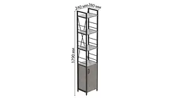 Етажерка 4/34 Ferrum-decor Серії Конект з тумбою 179x34x28 Чорний ДСП Бетон (FRD-104469) - мініатюра 3