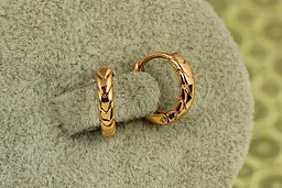 Сережки Xuping Jewelry колечки шкіра змії 1,3 см золотисті - мініатюра 2