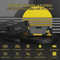 Клавіатура Attack Shark X85 Pro RGB Linear Blueberry Switch Wireless Starry Black (AS-6972792470368-SB-UA) [166731] - мініатюра 2