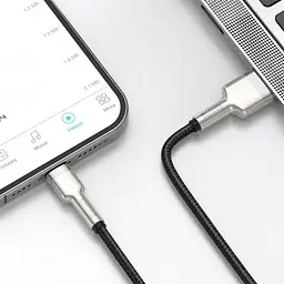 Кабель Baseus Cafule Metal Series Data Cable USB to Lightning 2.4A 2m CALJK-B01 Black - мініатюра 8