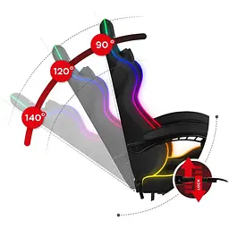 Крісло Huzaro Force 4.7 Black RGB тканина - мініатюра 6
