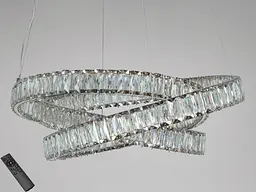 Підвісна LED-люстра Diasha D8875/600CH, кришталева подвійна спіраль Ø 60 см, хром, 92 W, пульт ДК - мініатюра 2