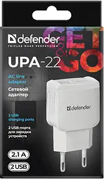 Мережевий зарядний пристрій Defender UPA-22 білий, 2xUSB, 2.1A (83580) (6505068) - мініатюра 3