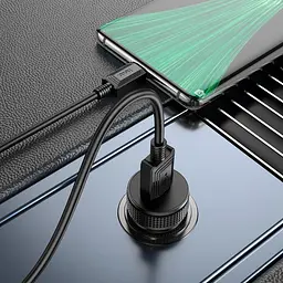 Адаптер автомобільний HOCO Micro USB Cable Level single port car charger Z49A 18W black - мініатюра 3