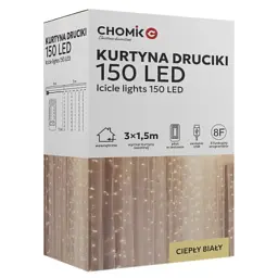 Гірлянда Chomik 300 LED холодний білий, 3x3 м, USB, з пультом, IP20, від мережі (5900779880009)