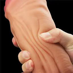 Фалоімітатор LoveToy Dual Layered Silicone Cock 12" 30 см коричневий - мініатюра 4