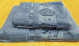 Набір турецьких бамбукових махрових рушників Zeron 50х90+70х140 Bamboo Agaс Desen синій 3 - мініатюра 6