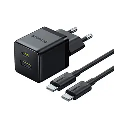 Зарядний пристрій Baseus 1xUSB-C 30 Вт + 1xUSB + кабель USB-C — USB-C 60 Вт 1.0 м (P1011160A113-01) - мініатюра 1