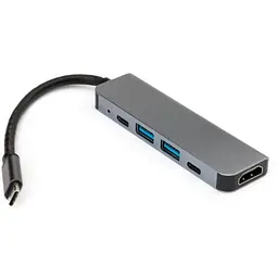 Концентратор Vinga Type-C to 4K HDMI+2*USB3.0+PD+USB-C 3.1 Gen1 aluminum (VCPHTC5AL) - мініатюра 2