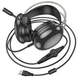 Навушники Hoco W109 Plus Rich USB7.1 channel gaming headphones чорні - мініатюра 3