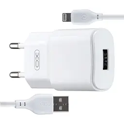 Мережевий зарядний пристрій XO L73 EU 2.4A Single port charger with lightning cable Білий