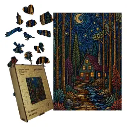 Дерев'яний фігурний пазл puzzlean Стежина додому, А3, Дерев'яна коробка 200 елементів