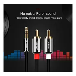 Кабель мультимедійний 3.5mm M to 2xRCA M 5.0m AV116 black Ugreen (10591) - мініатюра 6