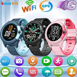 Смарт-годинник дитячі LEMFO D36 4G з камерою WI-FI GPS SIM-карта геозабором силіконовий ремінець Black Red (16735) - мініатюра 3