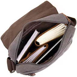 Сумка листоноша текстильна 20605 Vintage сіра - мініатюра 9