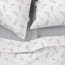 Комплект постільної білизни Cosas євро з простирадлом на резинці ROSA BRANCHLETS CS1 200 x 220 см (BudRoseGray_El-52Gray_200) - мініатюра 3