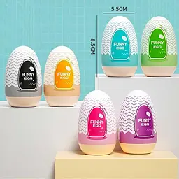 Комплект силіконових мастурбаторів для чоловіків Funny Egg 6 шт Бежевий - мініатюра 5