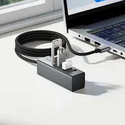 USB-хаб Hoco HB1A 4-in-1 converter(USB to USB2.0*4) Gray - мініатюра 3