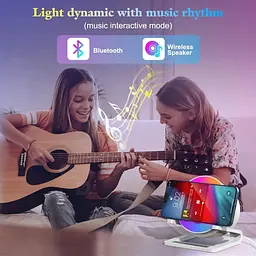 Нічник з Bluetooth-динаміком, 5 режимами освітлення і бездротовим зарядним пристроєм - мініатюра 6