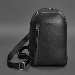 Чорний шкіряний чоловічий рюкзак на одне плече Chest Bag - мініатюра 11