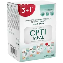 Вологий корм для котів Optimeal Multi Taste асорті смаків (4 x 85 г)