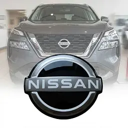 Емблема решітки Nissan Rogue, X-Trail чорна хром 160×140 мм під радар (на напрямних) OEM 62890-6RM0A - мініатюра 4