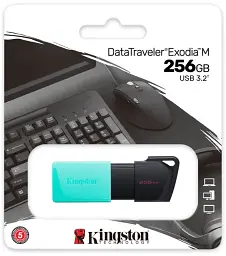 USB Flash 256GB USB 3.2 Kingston DataTraveler Exodia M Black/Teal (DTXM/256GB) - мініатюра 2