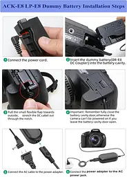 Мережевий адаптер живлення TKDY ACK-E8 для Canon EOS Rebel T2i–T5i - мініатюра 7
