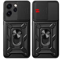 Чохол Primo Shockproof для Oppo Reno 14F 5G - протиударний, з підставкою і шторкою камери - Black - мініатюра 2