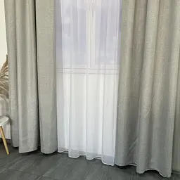 Штори з легкого льону сірого кольору на тасьмі 2шт. 150х270 ALBO pbe0052565 - мініатюра 5