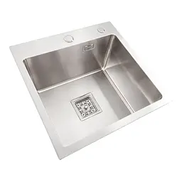 Кухонна мийка Platinum Handmade НSB з нержавіючої сталі 3 мм квадратна 45x45x23 см (SP000037433) - мініатюра 2