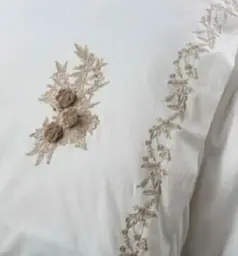 Комплект постільної білизни Dantela Vita Safir Cream з мереживом Євро Різнобарвний 000230310 - мініатюра 3
