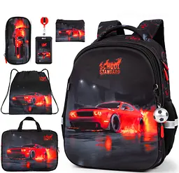 Шкільний ортопедичний рюкзак 6 в 1 для хлопчика School Standard 38х30х18 см з Машиною для молодших класів (SET 170-69) - мініатюра 2