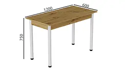 Стіл кухонний Ferrum-decor Беніта 75x120x60 Білий ДСП Дуб Артізан 16мм (FRD-105687) - мініатюра 4