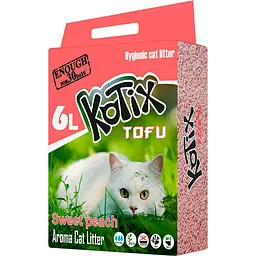 Наповнювач Тофу Kotix Honey Peach з ароматом персика для котячого туалету 6 л