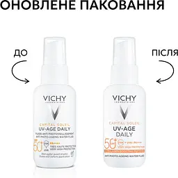 Сонцезахисний невагомий флюїд Vichy Capital Soleil UV-Age Daily проти ознак фотостаріння шкіри обличчя SPF 50+ 40 мл (MB364200) - мініатюра 2
