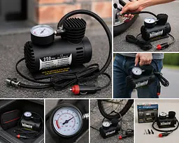 Автомобільний компресор Air Pump Ji030 12 V / Компресор для шин / Насос електричний від прикурювача - мініатюра 3