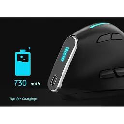 Вертикальна миша бездротова Zelotes F-36 з акумулятором та RGB підсвічуванням 2.4G + Bluetooth Black - мініатюра 5