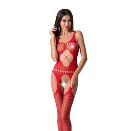 Бодістокінг Passion BS057 red, комбінезон, імітація панчох і пояса - мініатюра 1