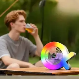 Портативний міні вентилятор S37 настільний акумуляторний USB з RGB підсвіткою - мініатюра 4
