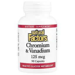 Хром та Ванадій Natural Factors Chromium & Vanadium 125 mcg, 90 капсул для контролю цукру та обміну речовин