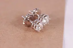 Сережки гвоздики з білого золота з діамантами S-0075 - мініатюра 4