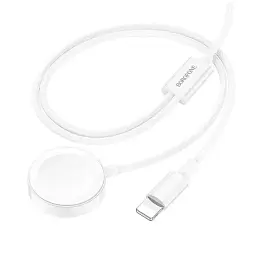 Зарядний бездротовий пристрій BOROFONE BQ22 2in1 USB for iWatch + Lightning Iphone Білий
